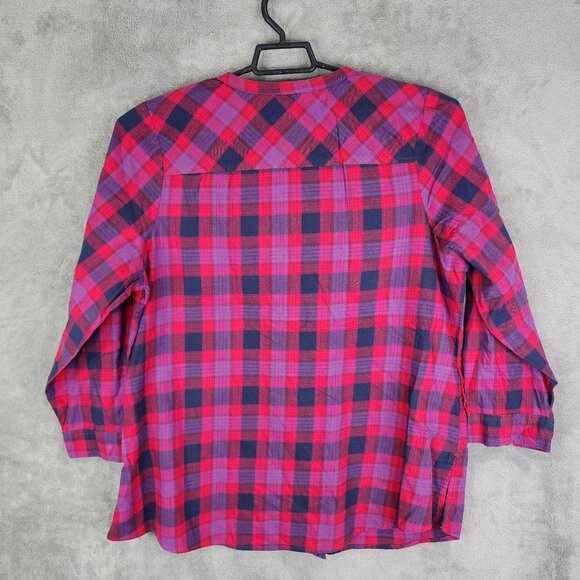 Womens Fashion Bug Blouse Shirt Button Up 100% Cotton Long Sleeve Size 1X - Picture 5 of 8